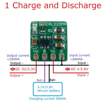 mini 2 en 1 3.7 V, 3.8 V Li-Ion Li-Polymère Batterie et Chargeur 4.2 V à 3.3 V, 3V LDO Buck Module de Convertisseur DC DC de l'ONDULEUR de Bricolage