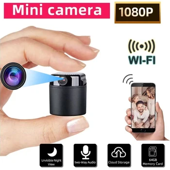Mini HD 1080P Caméra wi-fi fonctionnant sur Batterie, sans Fil Came Rotation Horizontale sur 360 ° de Sécurité Mobile Fhone Monitorin