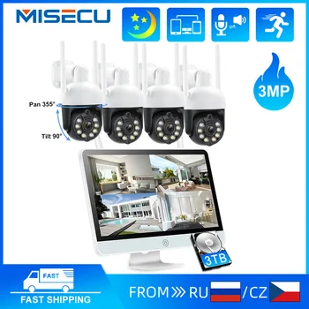 MISECU 3MP PTZ IP WIFI Système de Caméras de Surveillance sans Fil Kits de Protection de la Sécurité, de surveillance à Distance 8CH DVR de Vision Nocturne