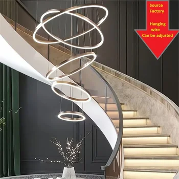 Moderne Anneaux Led Lampe Pendentif Cercle de Plafond Lustre Accrochant pour le Cottage Salon-Salle à Manger Escalier Maison d'Éclairage