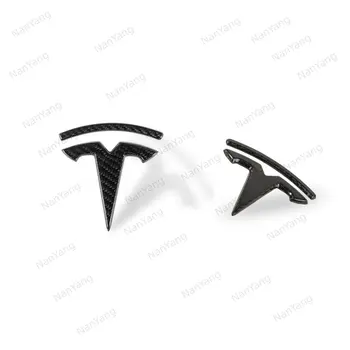 Modèle 3 Y de Fibre de Carbone Véritable Logo de Badge Autocollant Décalcomanies Avant Coffre Arrière de la Voiture de Logo pour la Tesla Model Y Emblème Noir Mat