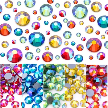 Multi-couleur AB Hot Fix Strass SS6-SS30 Super Glitter Strass Sur le Fer de Cristal Strass Pour l'Art de la Robe en Tissu Accessoire