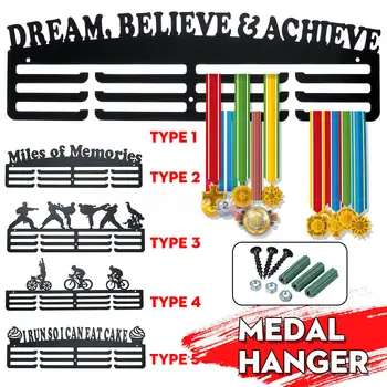 Multi-Style Médaille Hanging Rack Porte-Cintre Support De Mur Crochets De Décoration De Bureau En Fer Triathlon Course Sport Challenge À La Maison