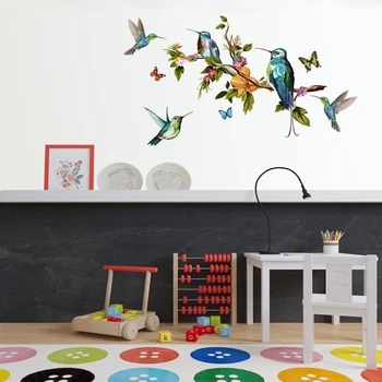 Multicolor les Papillons et les Oiseaux des Autocollants de Vol sur le Mur de la Salle de Séjour BedMuroom Décoration papier Peint Autocollants Amovibles