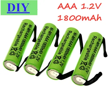 Ni-Mh 1.2 V Rechargeables AAA Cellule de Batterie de 1800mah, avec la Soudure des Onglets pour Philips, Braun Rasoir Électrique, Rasoir, Brosse à dents