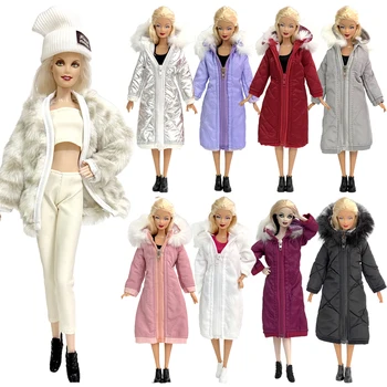 NK 1 Pcs Joli Manteau de Fourrure Manteau de Coton Robe Pour Poupée Barbie Vêtements d'Hiver Veste de la Mode de la Robe Pour 1/6 de la BJD Doll JJ