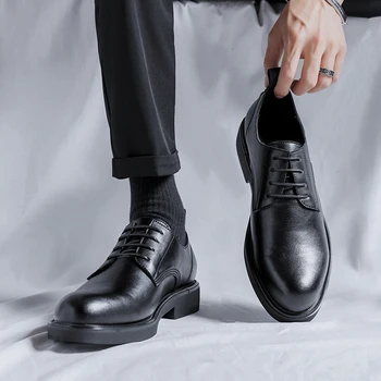 Noir Gentleman Oxford en Cuir Hommes Chaussures de Mode Casual à bout Pointu Formelle les Hommes d'Affaires de la Robe de Mariée de Bureau Social Chaussures