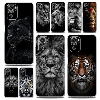 Noir Guépard, Tigre, Lion Animaux de Cas de Téléphone Pour Xiaomi Redmi Note 12 11 9 9 8 10 Pro, Plus de 7 8T 9C 9A 8A K40 Jeux Couvercle transparent