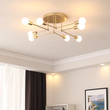 Nordique Créatif Lampe de Plafond Minimale Postmoderne des Lampes en Fer Noir, Or Chambre à coucher Étude de Salon Lampe de Plafond