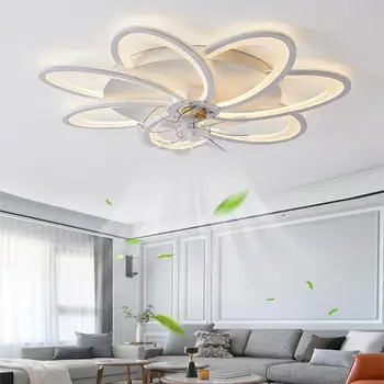Nordique Créatif Ventilateur Lampe de Plafond avec Télécommande Éclairage d'Intérieur pour Salon Ventilateur de Plafond avec des Lumières de Contrôle à Distance Fans