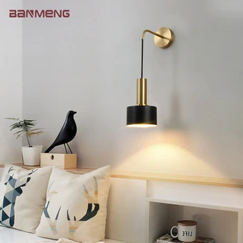 Nordique moderne lampe murale LED E27 applique la lumière de l'or noir à l'éclairage d'intérieur de décoration de cuisine chambre à coucher salle de séjour de chevet décorer