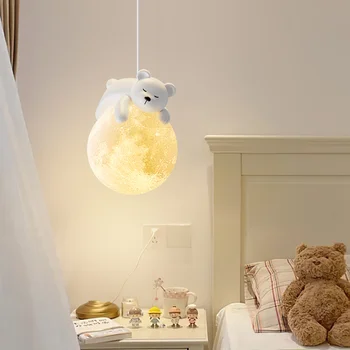 Nordique Ours Mignon Lapin Pendentif LED Lumière pour Chambre d'Enfant Table de Chevet, lustre de la Salle à Manger Lustre de Décoration Luminaire