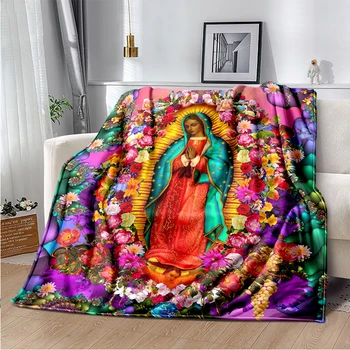 Notre-Dame de Guadalupe Couverture Chaude et Légère Marie Jeter Couverture Souple housse du Canapé Religion des Couvertures pour la Chambre à coucher Canapé