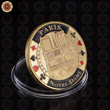 Notre Dame De Paris Médaille Plaqué Or Pièce de monnaie Commémorative de l'Art Défi Créatif de Pièce de monnaie de Cadeau de Souvenir pour la Collection de Décoration de la Maison