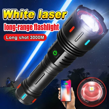 Nouveau Blanc Laser Super Puissante Lampe de poche 6800LM Torche Rechargeable de Lumière XHP90.2 LED de Haute Puissance Lampe de poche Tactique Lanterne