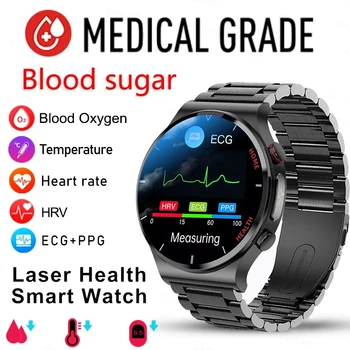 Nouveau Traitement au Laser à une hauteur de Trois Smart Watch Mens ECG de Sucre dans le Sang Montres de la fréquence Cardiaque la Santé Tracker Smartwatch Pour Huawei, Xiaomi