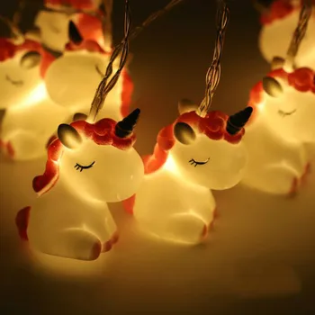 Nouvelle LED de bande dessinée de la Licorne Lampe de Silicone Animaux de la Chaîne de Fées de la Lumière à Piles pour Noël Bébé Enfants Salle de Nouvel An Décor