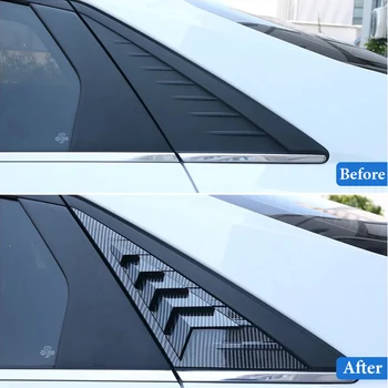 Nouvelle mise à jour Pour Hyundai Elantra 2021 2022 Arrière de Voiture grille de ventilation de la Fenêtre du Côté de l'Obturateur Couvercle de Garniture Autocollant ABS en Fibre de Carbone Accessoires