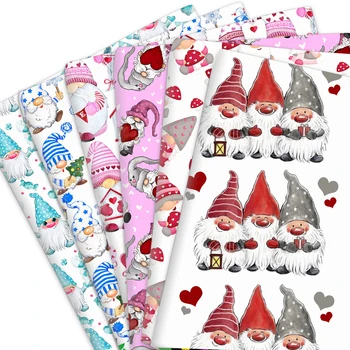 Noël Gnome Polyester Tissu de Coton Tissu imprimé Feuille de Masque Matériel de BRICOLAGE Robe de Fournitures Textile de Maison Patch 50*145cm
