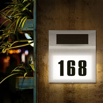 Numéro de maison Solaire de LED Lampe Extérieure de la Maison de l'Adresse de Nombre de Porte Plaque de Mur de Lumières