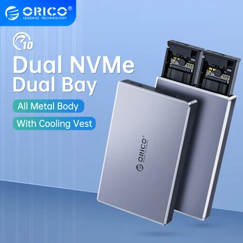 ORICO en Alliage d'Aluminium à Double Baie Double NVMe M2 SSD de Cas M. 2 SSD NVMe Disque Pour la Touche M pour B&M Clé de l'Outil SSD Gratuit Boîtier