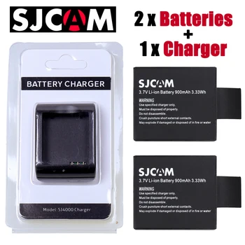 Original 900mah SJCAM SJ6000 SJ7000 batterie de l'appareil 2 + 1pcs chargeur pour DV SJ4000 SJ 4000 5000 6000 7000 HD 1080P photo de Sport