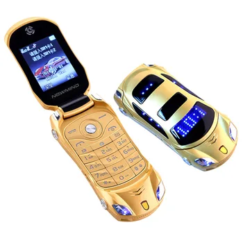 Original Newmind F15 Déverrouillé Téléphone à clapet Double Sim Mini Voiture de Sport Modèle Bleu Lanterne Mobile Bluetooth de Téléphone Cellulaire 2sim Celular