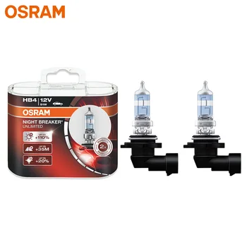 OSRAM Night Breaker Unlimited 9006 HB4 NBU Halogène 12V 51W P22d +110% Blanc Brillant Voiture d'Origine Ampoules de Phare feux de Brouillard, 2pcs