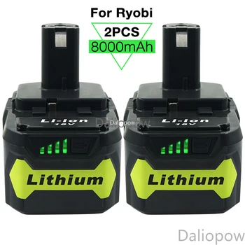 Pack de 2 pour Ryobi 18v Batterie 8.0 Ah P108 Li-ion One+ Outils électriques sans Fil RB18L50 RB18L40 RB18L25 P102 P103 P104 P105 P106 P107
