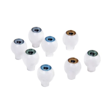 Pack de 4 Paires de Ronde Acrylique regard de Poupée Globes oculaires 8mm Marron Bleu Vert beige