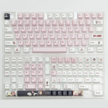 PBT Touches Cherry Colorant Sous Keycap 140 Clé Japonais Minimaliste Blanc Rose Pour le Jeu Mécanique de Clavier Personnalisé dessin animé