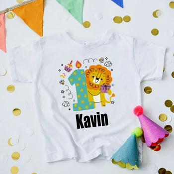 Personnalisé d'Anniversaire Enfants T-shirt Personnalisé Kid Shirt Animal avec le Nombre d'Enfant en t-Shirt Garçons Filles Vêtements Enfant Cadeau d'Anniversaire