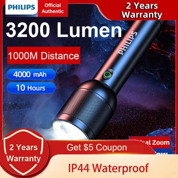 Philips 3200 lumen LED Lampe de poche 1000m Portable Puissant Lumineux des lampes de poche Lampe de Camping de plein air de la Randonnée d'Auto-Défense