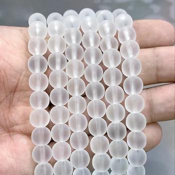Pierre naturelle Mat Transparent Blanc Quartz Ronde Perles intercalaires en DIY Bracelet Accessoires pour la Fabrication de Bijoux 15