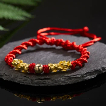 Pixiu Bracelet Rouge Noir Tressé De Corde De Bracelets De Charme Pour Femmes Hommes Rétro Chinois Fengshui Amulette De La Richesse De Santé De Bijoux Unisexe