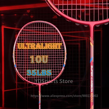 Plus léger 10U G5 100% Fibre de Carbone Chaîne de Raquettes de Badminton Max Tension 35LBS Professionnelle Pour les Adultes, des Sports de Raquette, Avec des Sacs