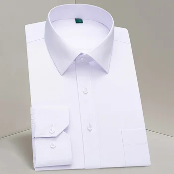 Poche de poitrine Blanche Formelle Shirt Mens pour l'Entreprise Sociale Solide de la Robe des Hommes Chemises Manches Longues office du Travail à la Lumière Bleu noir rose