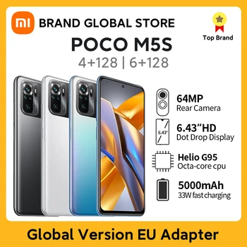 POCO M5s Smartphone NFC Mondiale de la Version 64 GO/128 GO 64MP Quad Caméra 6.43