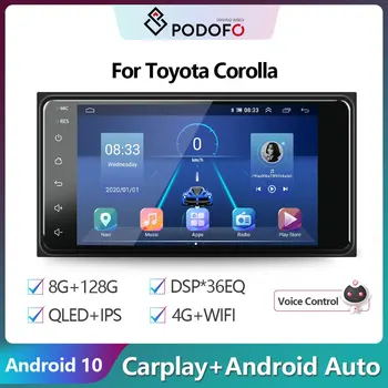 Podofo 2Din Android 10.0 auto-Radio de la Voiture de Vidéo Lecteur Multimédia de Navigation GPS CarPlay 2Din Stéréo Pour Autoradio Toyota Corolla