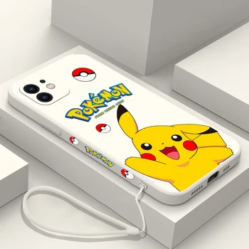 Pokemon Pikachu Ectoplasma Squirtle Cas de Téléphone Pour iPhone 15 14 13 12 11 Pro Mini Max X XR XS MAX Plus Liquide de Couverture de Silicone
