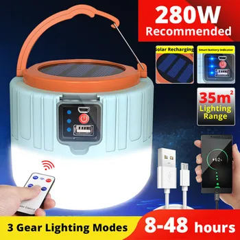 Portable de la Puissance Élevée Led de Lumière de lampe-Torche de Camping Matériel de Recharge à l'énergie Solaire Lanterne USB Ampoule Tente de Camping Lampe d'Éclairage Imperméable à l'eau