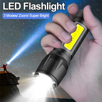 Portable Mini Lampe de poche LED 3 Modes USB Rechargeable Zoom Torche Lumière Forte le Camping en plein air de l'ÉPI de la Lampe Imperméable à l'eau, lampes de poche