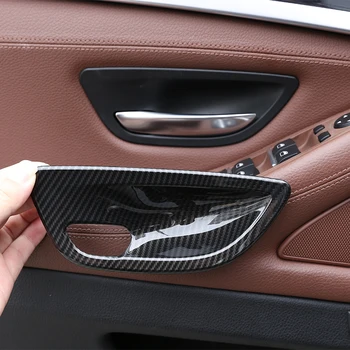 Pour BMW Série 5 F10 F11 2010-17 Voiture de Gauche à Droite poignées de Porte Intérieures au Bol, Couvercle de Garniture ABS en Fibre de Carbone Texture d'Accessoires d'Intérieur