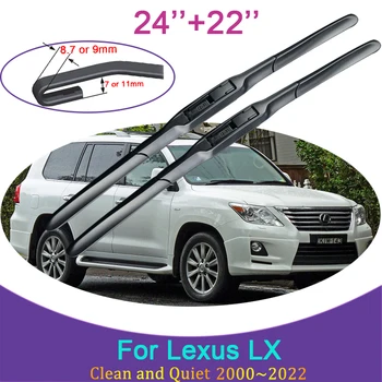 pour Lexus LX 470 570 LX470 LX570 J201 J80 J300 2000~2022 en Caoutchouc Durable balais d'essuie-glace du pare-brise Avant Brosses Accessoires de Voiture