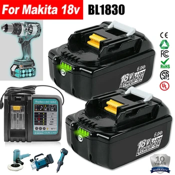 Pour Makita 18V 6.0 Ah BL1860 LXT Lithium-ion Batterie + Chargeur BL1830 BL1850 BL1840 BL1840B BL1830 BL1830B BL1815B Batterie