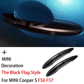 Pour MINI Cooper S JCW F56 F57 Voiture-Style Extérieur Pièces Accessoires 2PCS Set Le Drapeau Noir de la Poignée de Porte Couvrir Autocollant de Garniture