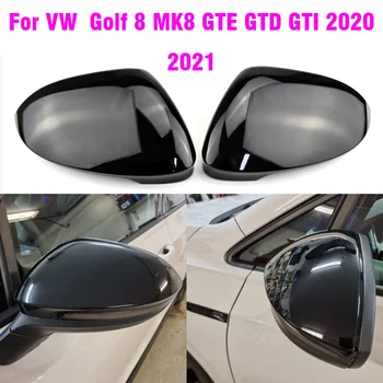 Pour VW Golf 8 MK8 2020 2021 Miroir Couvre Casquettes Rétroviseur Cas Capot Carbone Look Brillant Noir Couvre