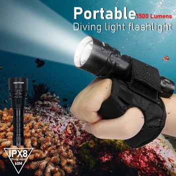 Professionnel de la Plongée, de la Lumière 1500LM Étanche IPX8 sous-marin LED de lampe-Torche de Plongée Super Luminosité Tactique de Plongée