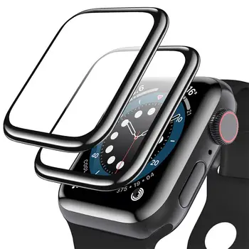 Protecteur d'écran Pour Apple Watch série 7 45mm 41mm 8 Accessoires en Verre Souple 9D HD Film Complet iWatch 6 5 3 se 44mm 40mm ø 42mm 38mm