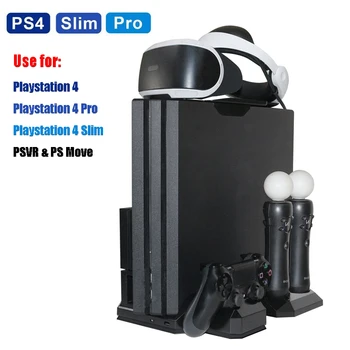 PS4 Pro Slim & PS VR Multifonctionnel Verticale support de Refroidissement de la Glacière, le PS Move & PS4 Contrôleur de Station de Recharge